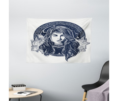 Occult Woman Portrait Wide Tapestry