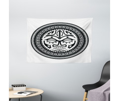 Maori Face Mask Wide Tapestry