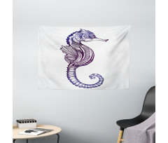 Boho Seahorse Tattoo Wide Tapestry