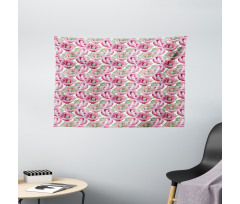 Blooming Summer Garden Wide Tapestry