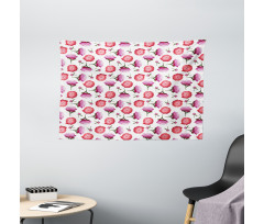 Pink and Violet Peonies Wide Tapestry