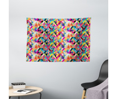 Diagonal Colorful Tile Wide Tapestry