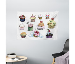 Yummy Cupcake Medley Wide Tapestry