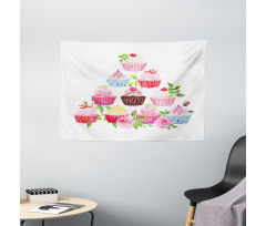 Pyramids of Cupcakes Wide Tapestry