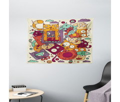 Absurd Doodle Wide Tapestry