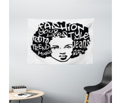Afro Hair Art Wide Tapestry