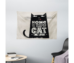Black Cat Stained Wide Tapestry