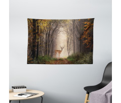 Deer Mystical Forest Wide Tapestry