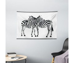 2 Zebras Silhouette Wide Tapestry
