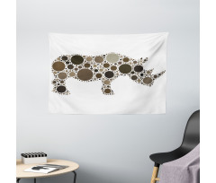 Rhino Dots Silhouette Wide Tapestry