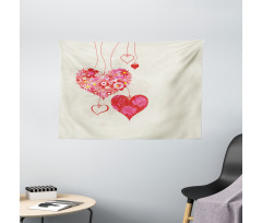 Ornamental Hearts Wide Tapestry