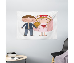 Newlywed Couple Wide Tapestry