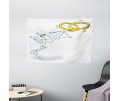 Funny Cupid Stickman Wide Tapestry