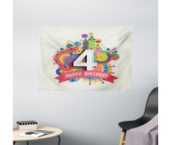 4 Years Old Colorful Wide Tapestry