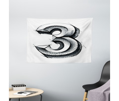 Sketchy Numeral 3 Wide Tapestry