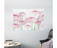 Tender Peony Flowers Wide Tapestry