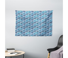 Graphic Fish Silhouettes Wide Tapestry