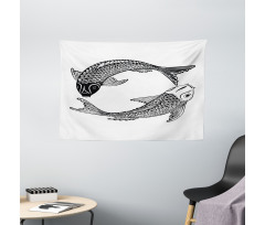 Japanese Carps Love Wide Tapestry