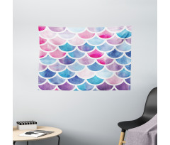 Pastel Mermaid Pattern Wide Tapestry