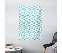 Doodle Art Aquatic Life Tapestry