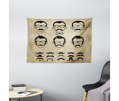 Male Face Moustache Hair Wide Tapestry