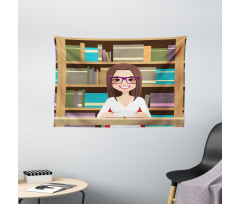 Student Girl Reading Book Wide Tapestry