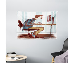 Programmer Workaholic Guy Wide Tapestry