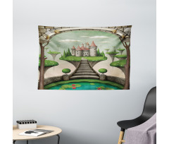 Boho Castle and Meadows Wide Tapestry