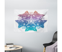 Cats Mandala Design Wide Tapestry