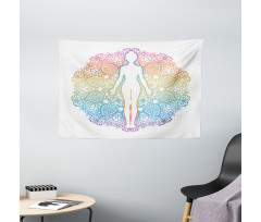 Yoga Outline Wide Tapestry