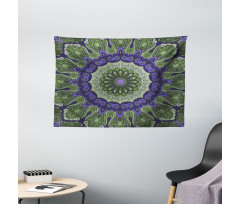 Mandala Leaves Wide Tapestry