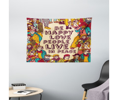 Love Peace Motivational Wide Tapestry