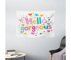 Girl Theme Words Wide Tapestry