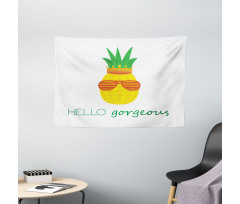 Doodle Pineapple Wide Tapestry