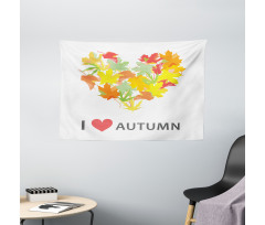 Maple Leaves with Heart Wide Tapestry