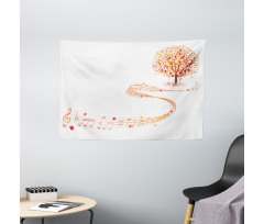 Music Sheet and Notes Wide Tapestry
