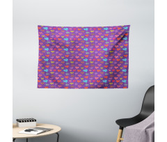 Colorful Romantic Pattern Wide Tapestry