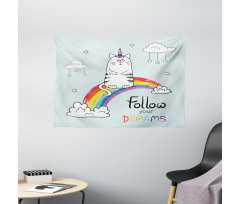 Follow Your Dreams Rainbow Wide Tapestry