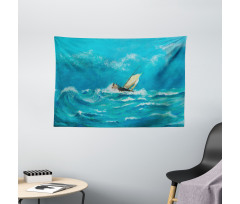 Sail in Stormy Weather Wide Tapestry