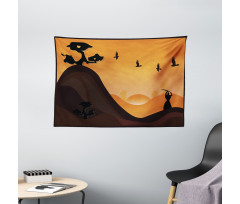 Landscape in Sundown Wide Tapestry