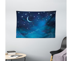 Watercolor Night Sky Wide Tapestry