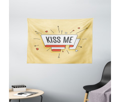 Retro Love Message Wide Tapestry