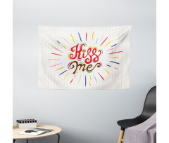 Vintage Words Stripes Wide Tapestry