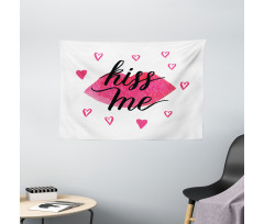 Grunge Hearts Lipstick Wide Tapestry