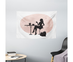 Silhouette Girl Wide Tapestry