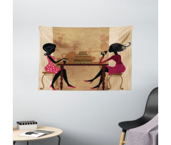 Women Chatting Wide Tapestry