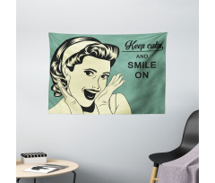Smiling Lady Wide Tapestry