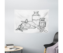 Natural Tropical Fruit Wide Tapestry