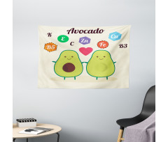 Funny Food Vitamins Wide Tapestry