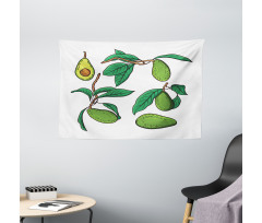 Exotic Fruits on Branch Wide Tapestry